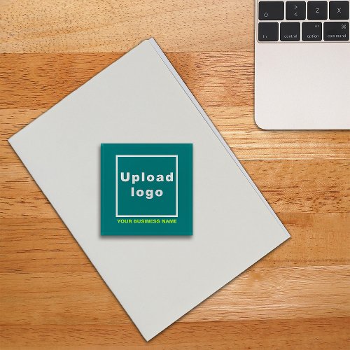 Business Name and Logo on Teal Green Square Paperweight