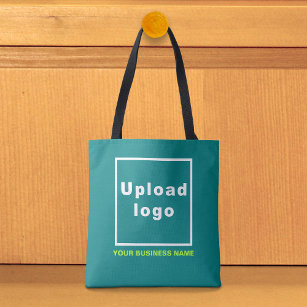 Business Name and Logo on Teal Green Tote Bag