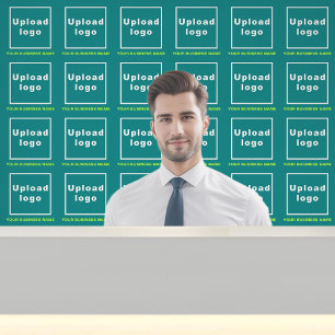 Business Name and Logo on Teal Green Wallpaper