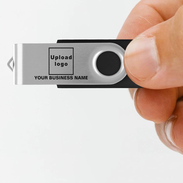 Business Name and Logo on USB Swivel Flash Drive (Business name and logo on USB swivel flash drive as promotional or giveaway item.)
