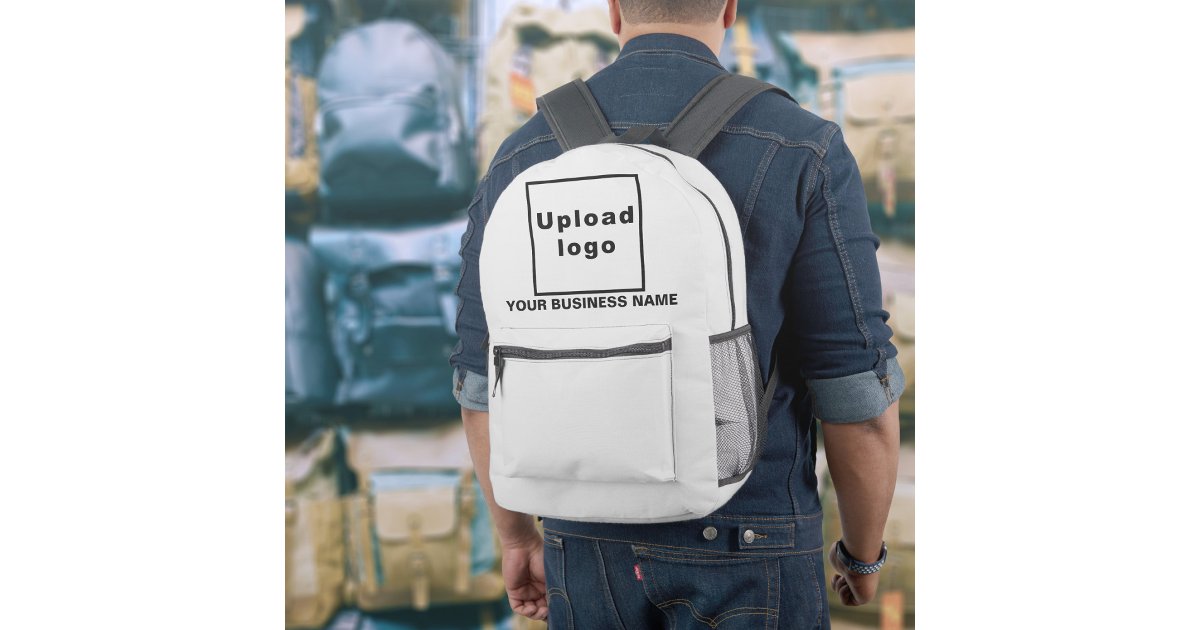 Business Name and Logo on White Backpack | Zazzle