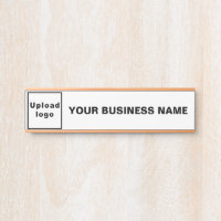 Business Name and Logo on White Hanging Door Sign