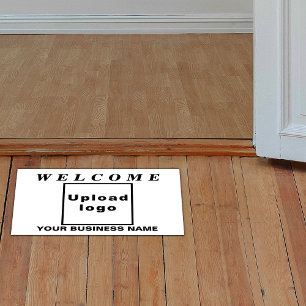 Business Name and Logo on White Rectangle Floor Decals