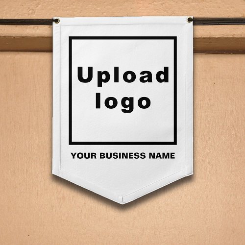 Business Name and Logo on White Shield Shape Pennant