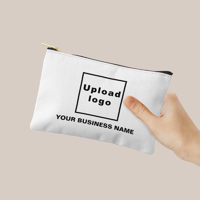 Business Name and Logo on White Small Pouch (Business name and logo on small white pouch)