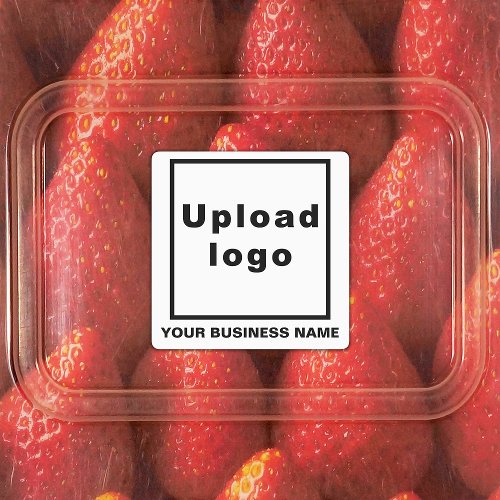 Business Name and Logo on White Square Adhesive Labels