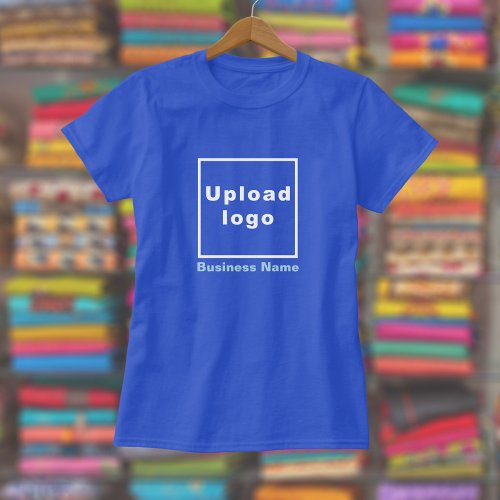 Business Name and Logo on Women Blue T_Shirt