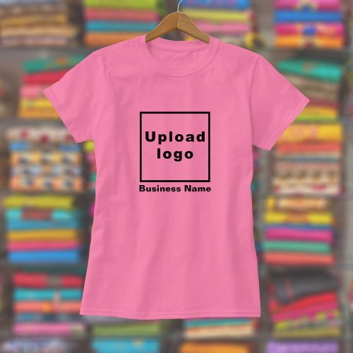 Business Name and Logo on Women Pink T_Shirt