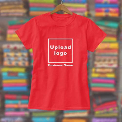 Business Name and Logo on Women Red T_Shirt