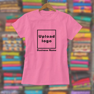 Business Name and Logo on Women's Pink T-Shirt