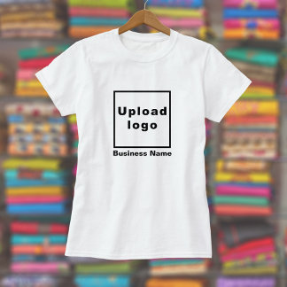 Business Name and Logo on Women's White T-Shirt