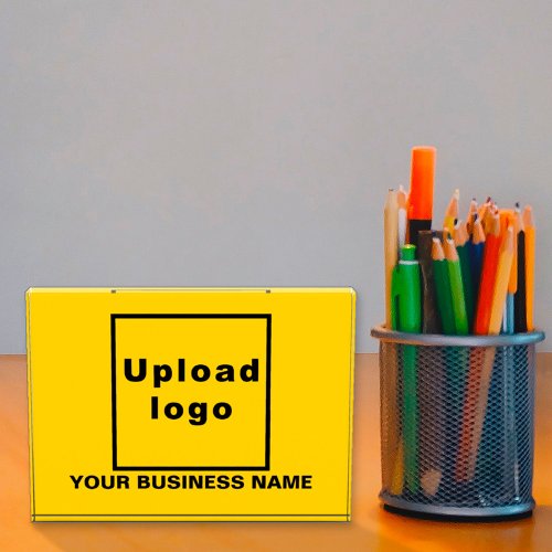 Business Name and Logo on Yellow Acrylic Block