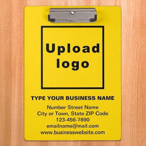 Business Name and Logo on Yellow Clipboard