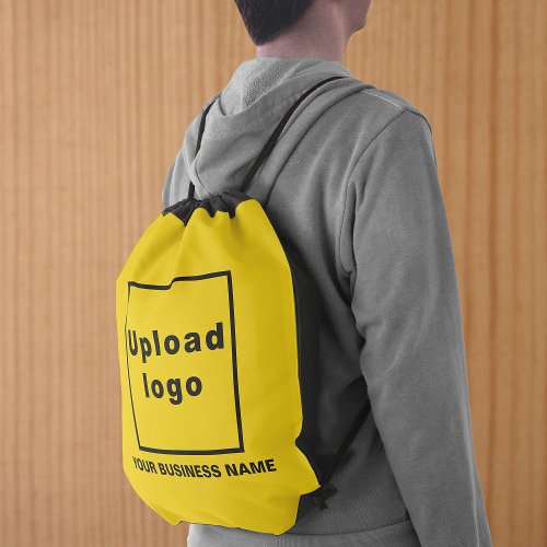 Business Name and Logo on Yellow Drawstring Bag