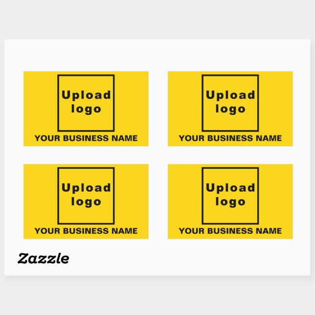 Business Name and Logo on Yellow Rectangle Sticker (Sheet)