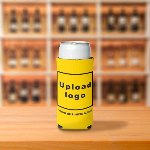 Business Name and Logo on Yellow Seltzer Can Cooler
