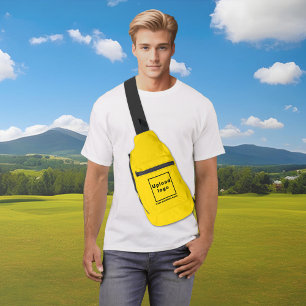 Business Name and Logo on Yellow Sling Bag