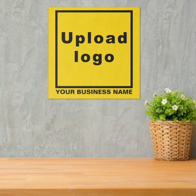 Business Name and Logo on Yellow Square Acrylic Print (Yellow square acrylic print with your business name and logo)