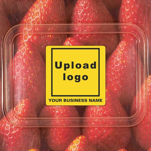 Business Name and Logo on Yellow Square Adhesive Labels