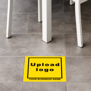 Business Name and Logo on Yellow Square Floor Decals