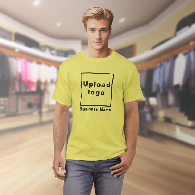 Business Name and Logo on Yellow T-Shirt (Yellow t-shirt with your business name and logo on model)