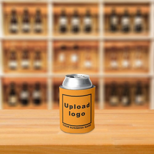 Business Name and Logo Orange Color Can Cooler
