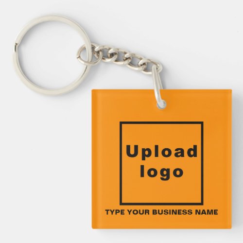 Business Name and Logo Orange Square Acrylic Keychain