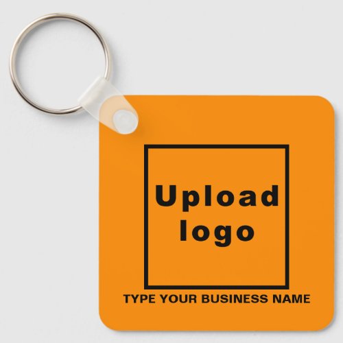 Business Name and Logo Orange Square Keychain