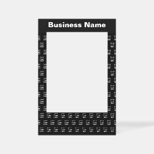 Business Name and Logo Pattern Branded Black Selfie Frame