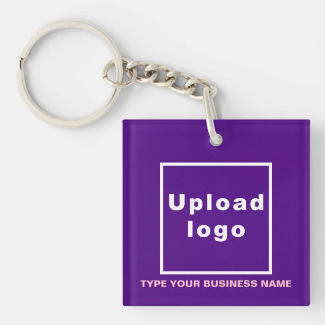 Business Name and Logo Pink Square Acrylic Keychain (Front)
