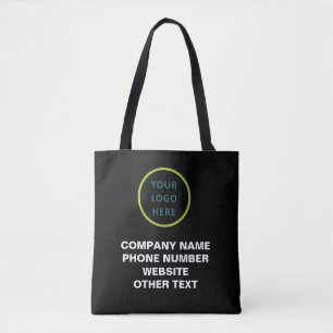 Business Name and Logo Qr Code on Black Tote Bag