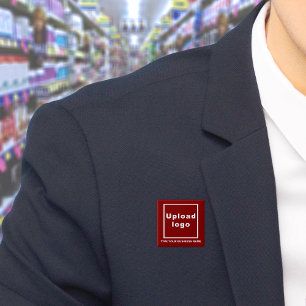 Business Name and Logo Red Square Button