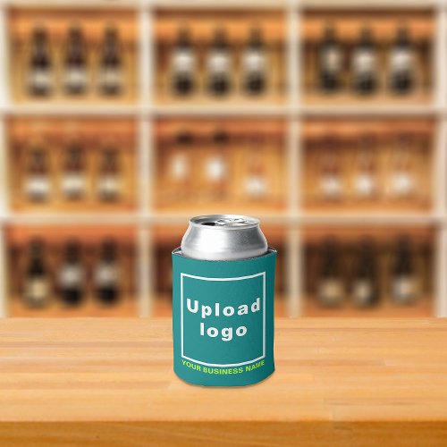 Business Name and Logo Teal Can Cooler