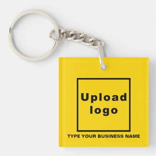 Business Name and Logo Yellow Square Acrylic Keychain