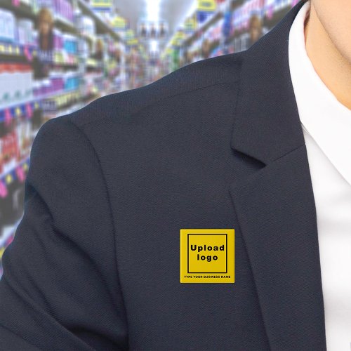 Business Name and Logo Yellow Square Button