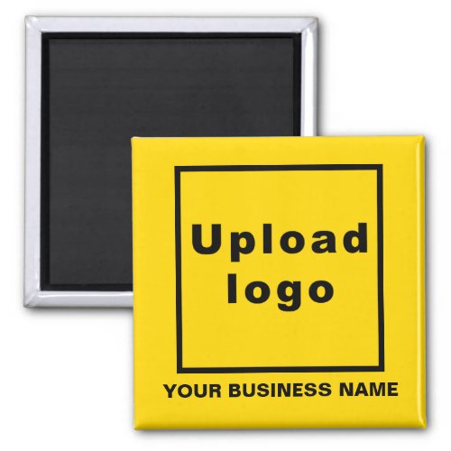 Business Name and Logo Yellow Square Magnet