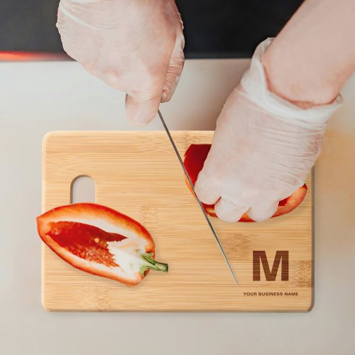 Business Name and Monogram on Bottom Right of Cutting Board