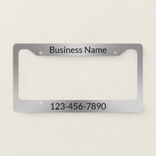 Business Name and Phone Number Silver Look License Plate Frame