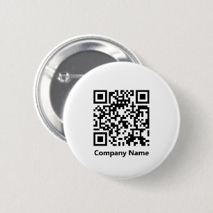 Business Name and QR Code Black & White Template  Button