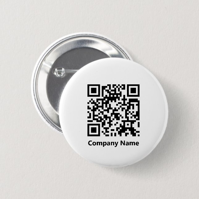 Business Name and QR Code Black & White Template  Button (Front & Back)