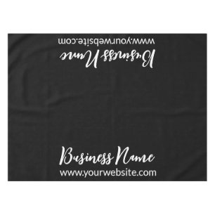 Business Name and Website Black and White Text Tablecloth