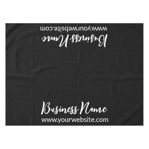 Business Name and Website Black and White Text Tablecloth