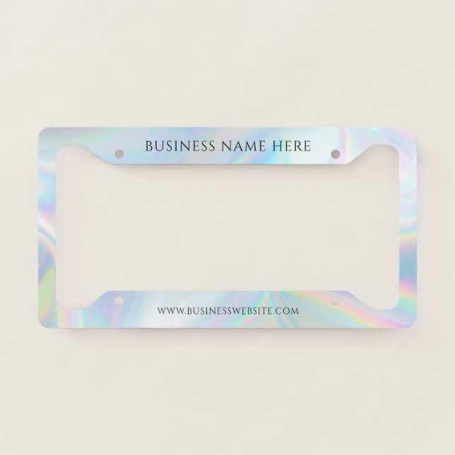 Business Name and Website Employees Holographic License Plate Frame (Front)