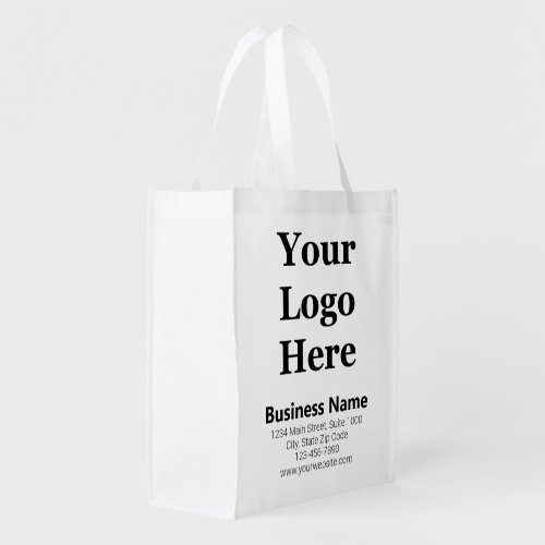 Business Name Black and White Address Phone Logo Grocery Bag