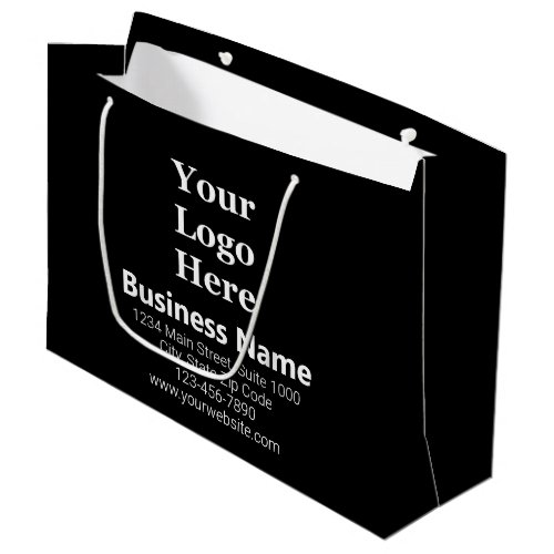 Business Name Black and White Address Phone Logo  Large Gift Bag