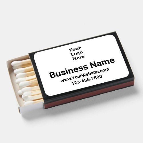 Business Name Black and White Logo Website Phone Matchboxes