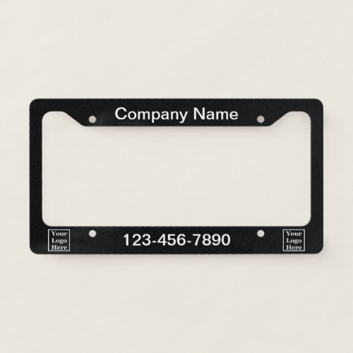Business Name Black and White Phone Logo Template License Plate Frame