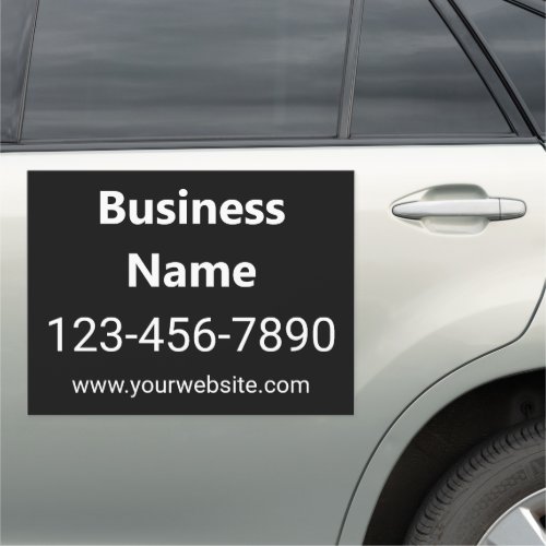 Business Name Black and White Phone Number Website Car Magnet