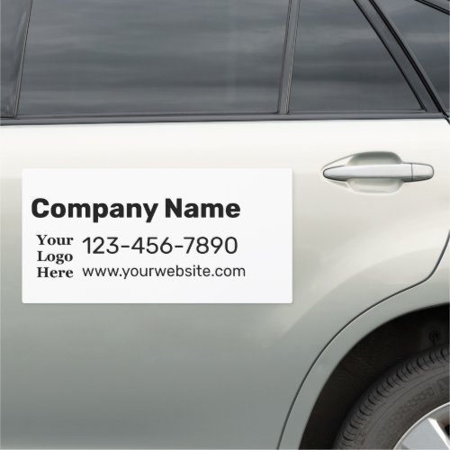 Business Name Black and White Promotional Logo Car Magnet