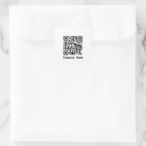 Business Name Black and White QR Code Template Square Sticker